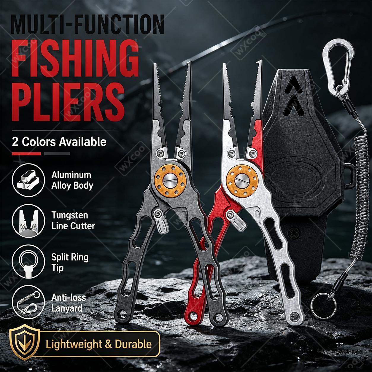 Fishing Hook Remover - Multifunctionele aluminiumlegering vistang, haakverwijderaar, gevlochtenlijnknipper, splitringtang